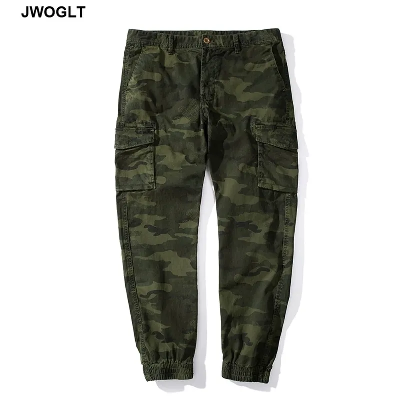 Calça de carga de alta qualidade de alta qualidade Exército tático do exército verde de camuflagem calça de algodão masculino de algodão macacão 210412