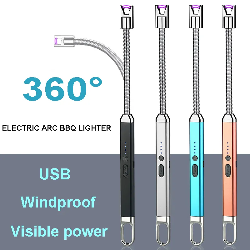 Candle Lighter Windproof Electric BBQ Arc Lighter With Power Display for Candle Gas Stove Fireplace BBQ Kitchen Grills