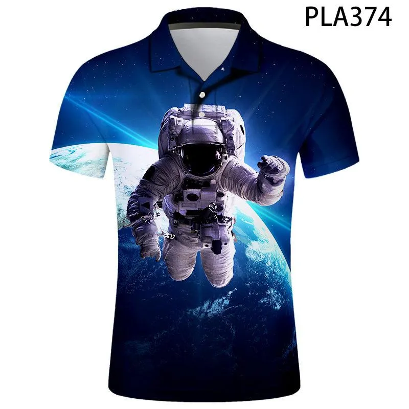 Herrpolos streetwear atronaut 3d tryckt coola män skjorta mode sommar avslappnad homme harajuku kort ärm ropamen's Men'smen's