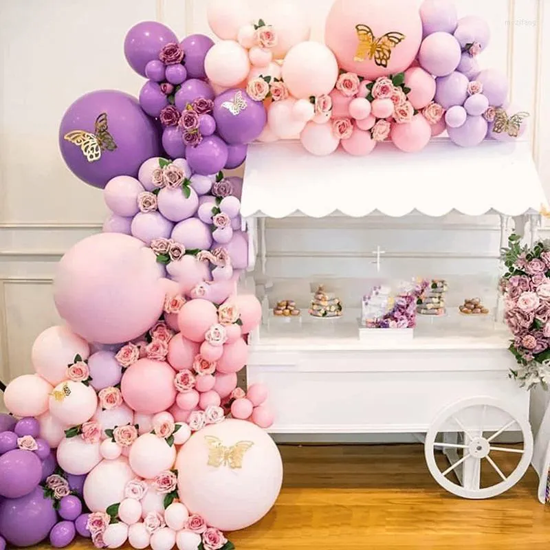 Décoration De Fête Rose Violet Ballon Arc Papillon Guirlande Mariage Saint  Valentin Stand Anniversaire DecorParty Du 18,4 €