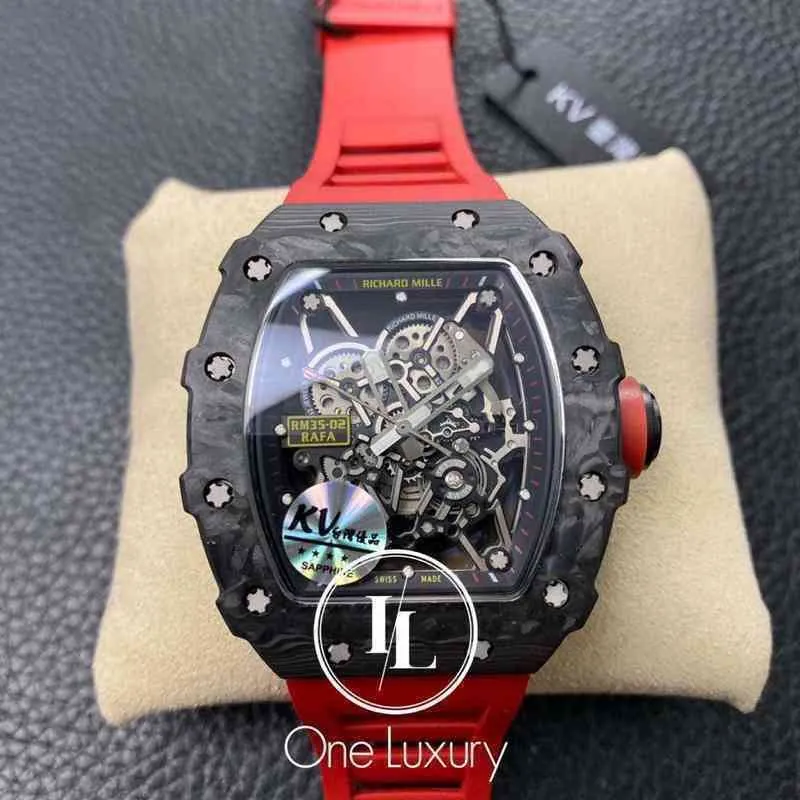 Mens Richamill Luxury Watch Date Wristwatch Original 035 RMS35-02 Rafael Nadal Limited Edition on Red Rubber tire