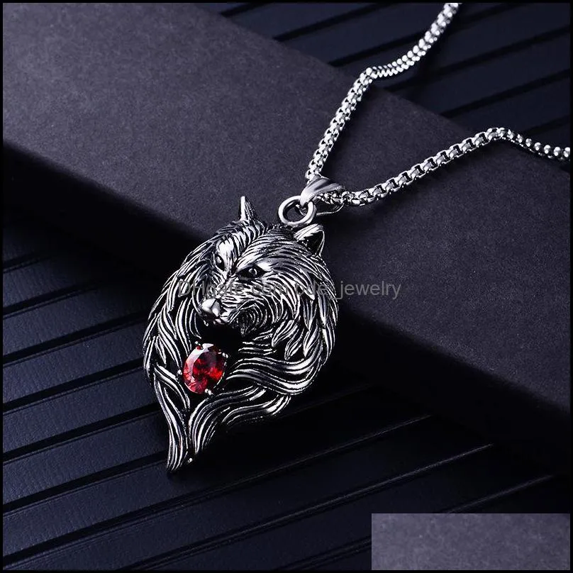 Pendentif Colliers Tête De Loup Collier Pour Hommes Femmes Biker Cool Bijoux Animal Charme En Gros Vintage Punk Cadeau Drop Deliver Bdejewelry Dhro6