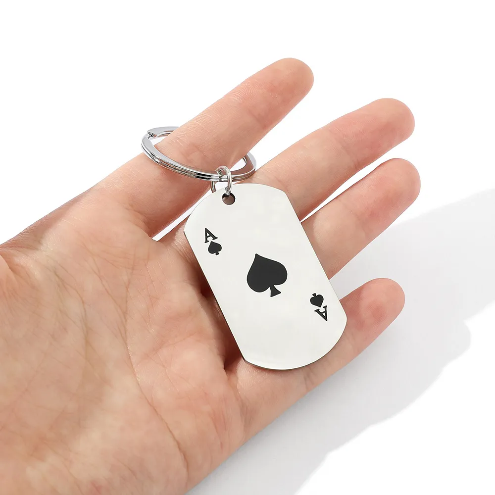 Personnaliser Poker porte-clés pendentif en acier inoxydable porte-clés bagages porte-clés décoratif porte-clés