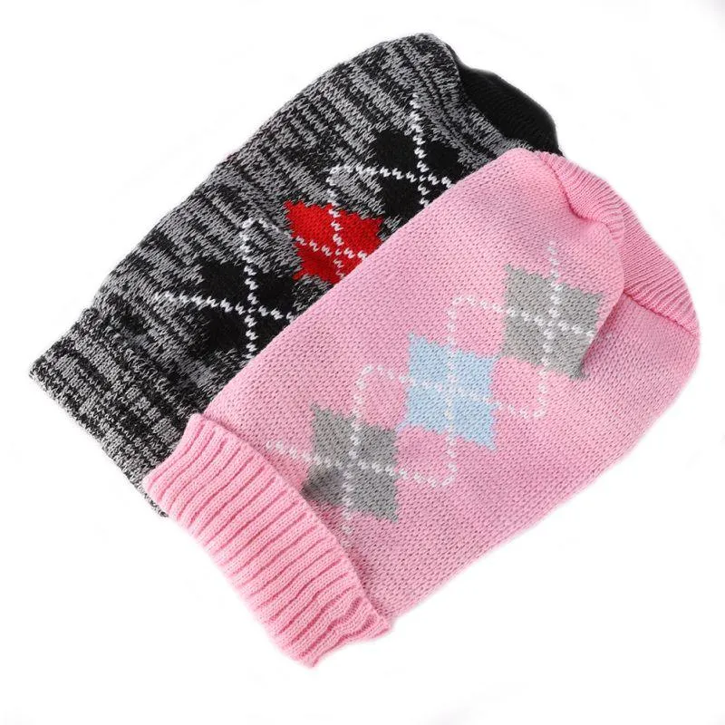 Dog Apparel Dogs Sweater Lattice Stylish Clothes For Pets Pink Black Knitted Sweaters Small Medium Size DogsDog