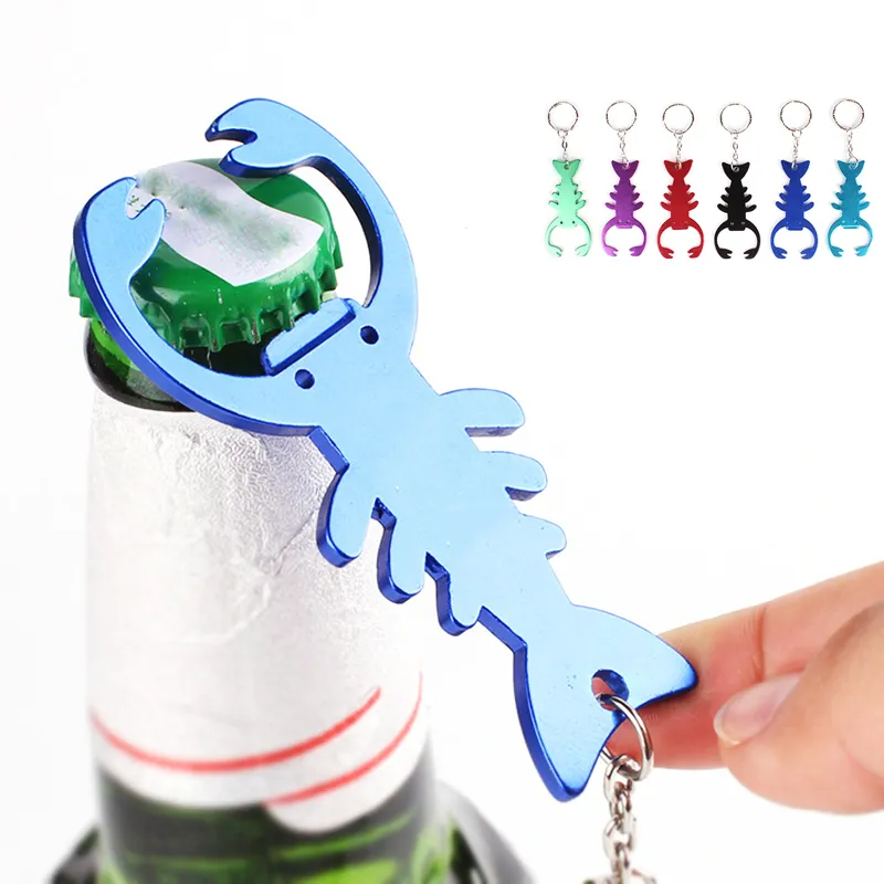 6 kleuren rivierkreeft bierflesopener sleutelhanger hanger draagbare aluminium legering kurkentrekker huishoudelijke keuken bar gereedschap