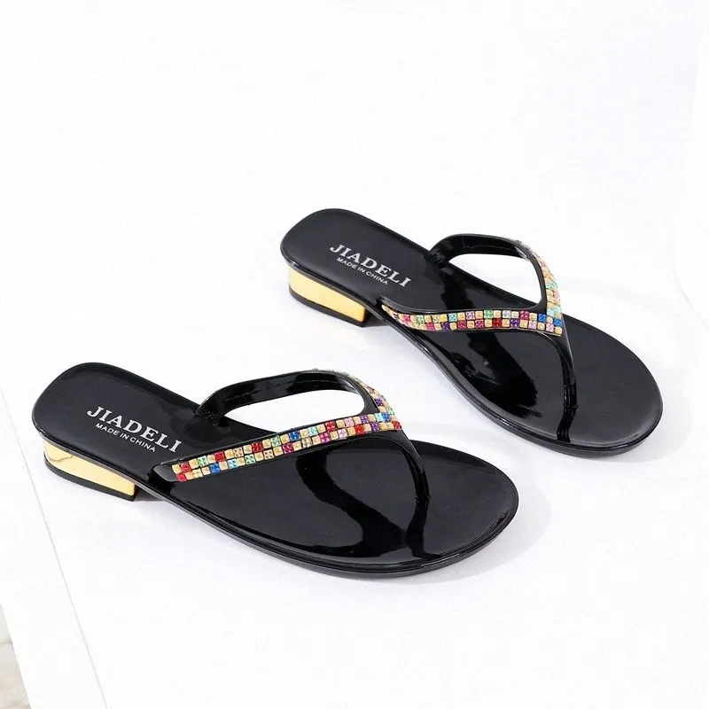 verão praia sapato sapato moda mulheres chinelos flip flops com strass mulheres sandálias sapatos casuais d89o #