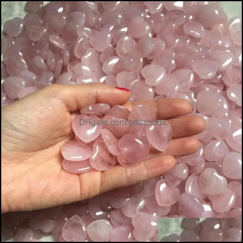 25mm Natural Rose Quartz Heart Shaped Pink Crystal energy stone craft decoration Healing Gemstone Crystal Gem diy