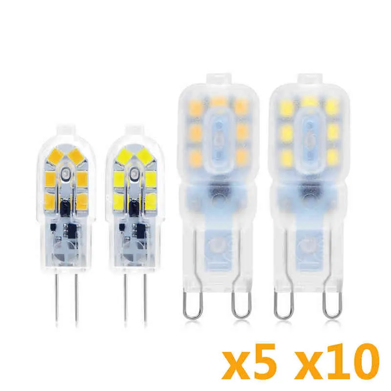 5/10 PCS Mini G4 G9 LED -glödlampa 3W 5W Ampoule LED -lampa DC12V AC 220V 110V majsljus Byt halogen Spotlight Chandelier H220428