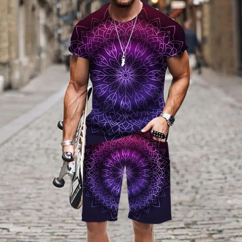 Suissiles de survêtement masculins Mentes de t-shirts pour hommes Set Fashion Datura Match Sleeve O Neck Funny Sportswear Luxury Tops Summer Street Teesmen '