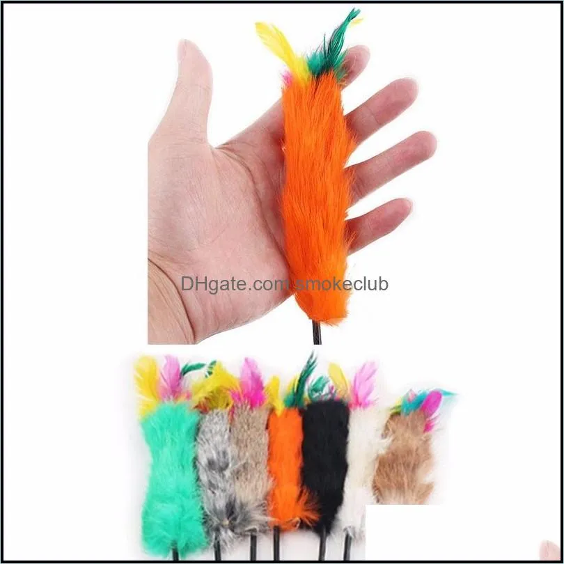 Pets Kitten Jumping Train Aid Fun Toy Multi-colors Feather Wand Stick for Cat Catcher Teaser Toy