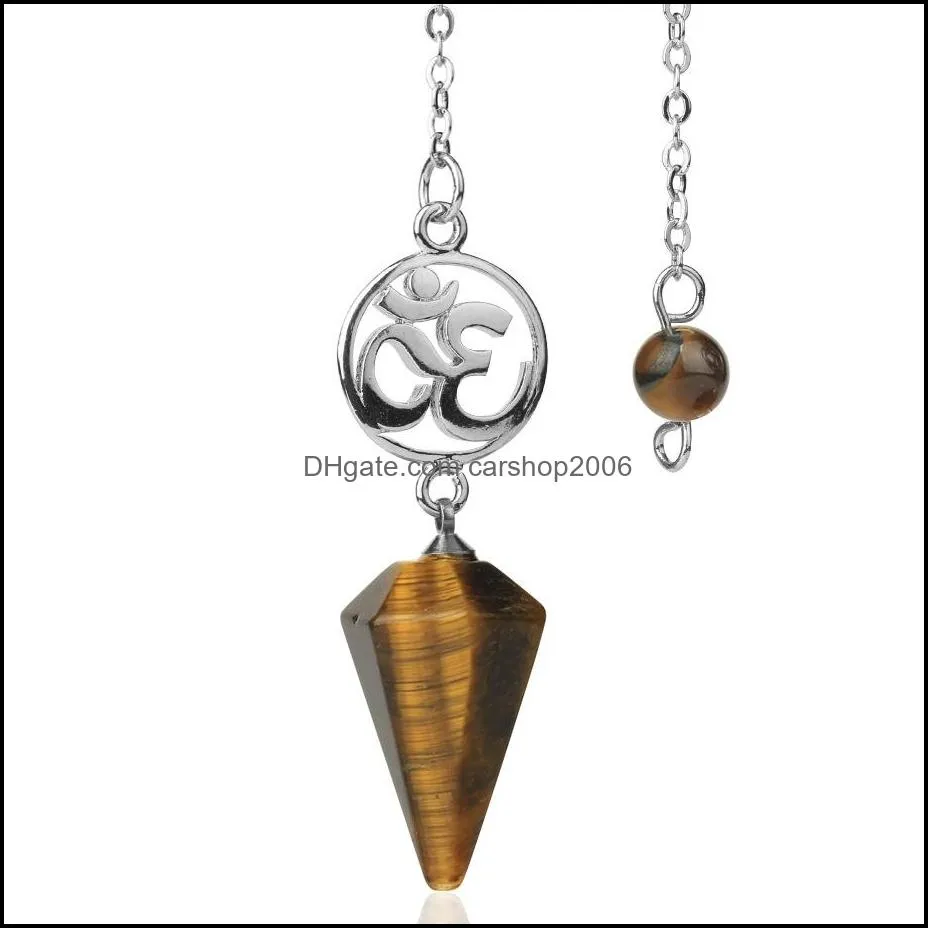 seven chakra stone divination dowsing cone point yoga pendulum pendant amulet wicca pendulo meditation for men women
