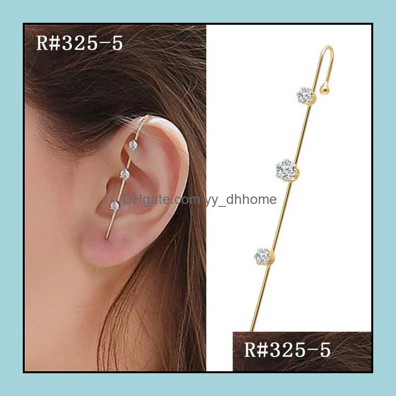 fashion crystal piercing earring studs bride ear cuff crawler hook earrings high quality rhinestone jewelry for women girls