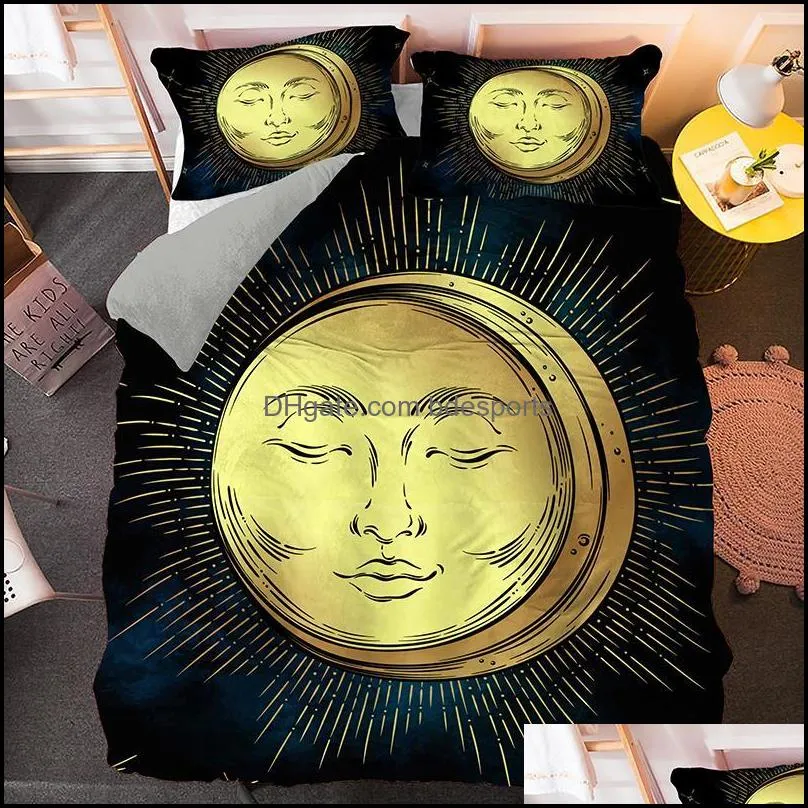 Bedding Sets Nordic Style Comforter Twin/Queen/King Size Moon&Sun Pattern Duvet Cover Pillowcase Woman Adult Bedclothes