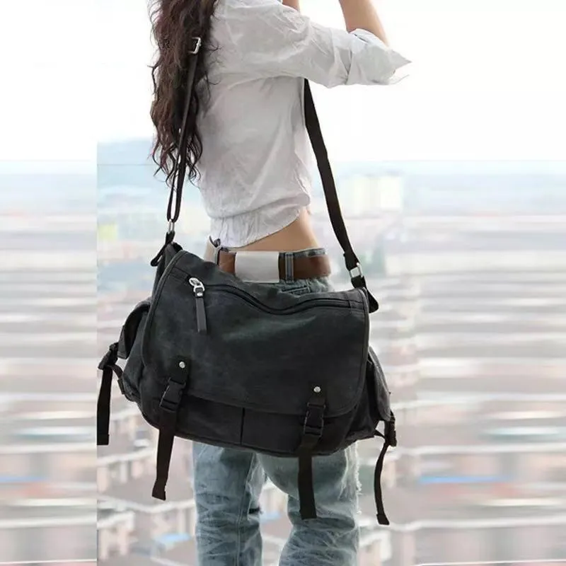 Canvas Messenger Bag For Women Large Capacity Vintage Canvas