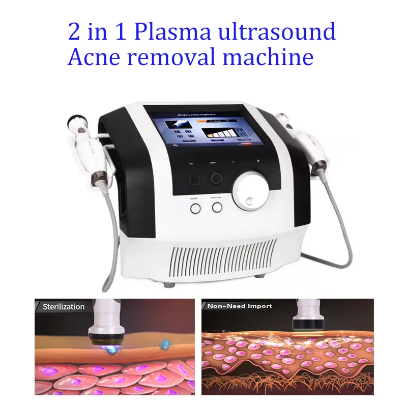 Other Beauty Equipment 2 in 1 Space plasma ultrasonic handles hot cold plasma ozone shower pen acne removal machine