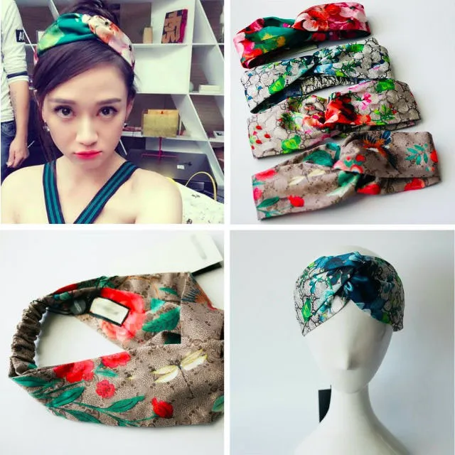 Tasarımcılar İpek Elastik Kadın Head Bands Moda Kızlar Çilek Saç Bantları Eşarp Saç Aksesuarları Hediyeler Box294y olmadan Headwraps