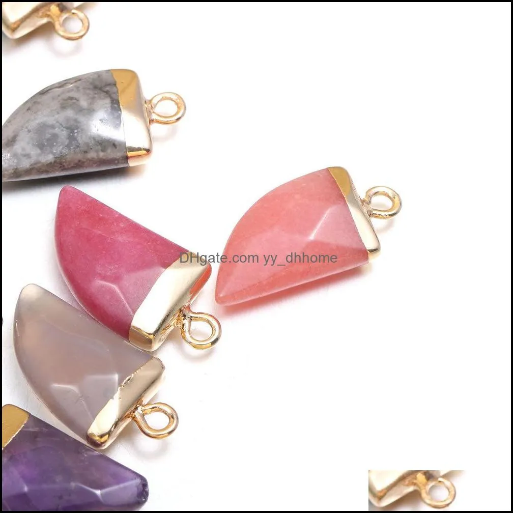 natural stone charms knife shape beads pendant rose quartz healing reiki crystal finding for diy necklaces women fashion jewe yydhhome