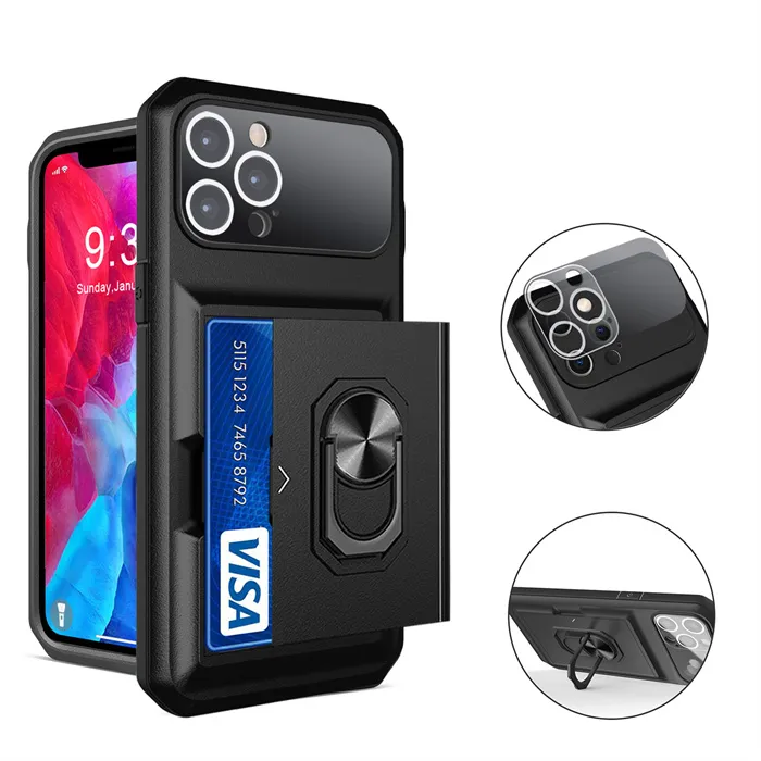 Cajas de teléfono de cubierta dura para iPhone 14 14ROPROMAX 13 13Pro Samsung S22 S22PLUS S22ULTRA Protectores de lente Magnetsporter Bolden con bolsas Oppbags