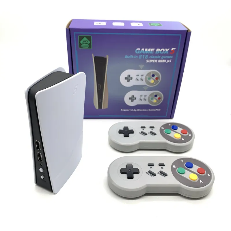 Super Mini P5 Game Console Nostalgic Game Game Box 5 مع 818 Games Classic HD Out Dual Wireless Controller