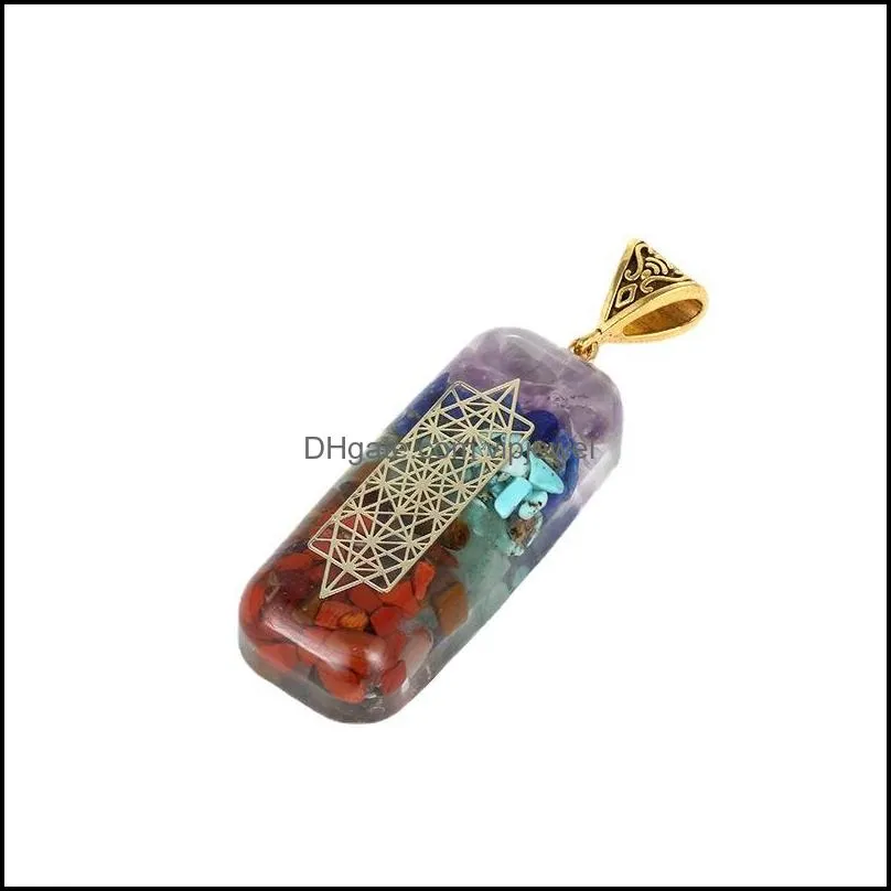 retro reiki healing chips stone natural crystal lithotripsy meditation seven chakra pendants charms diy pendulum necklaces jewelry