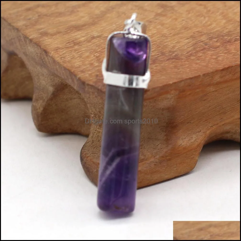 healing cylinder pillar pink amethyst black agate stone charms rose quartz crystal pendant diy necklace women fashion jewelry finding sports2010