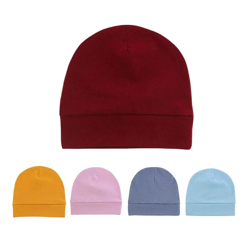 Cute Knitted Baby Plain Beanies For Newborns Solid Color Fetal Caps For Boys And Girls, Warm And
