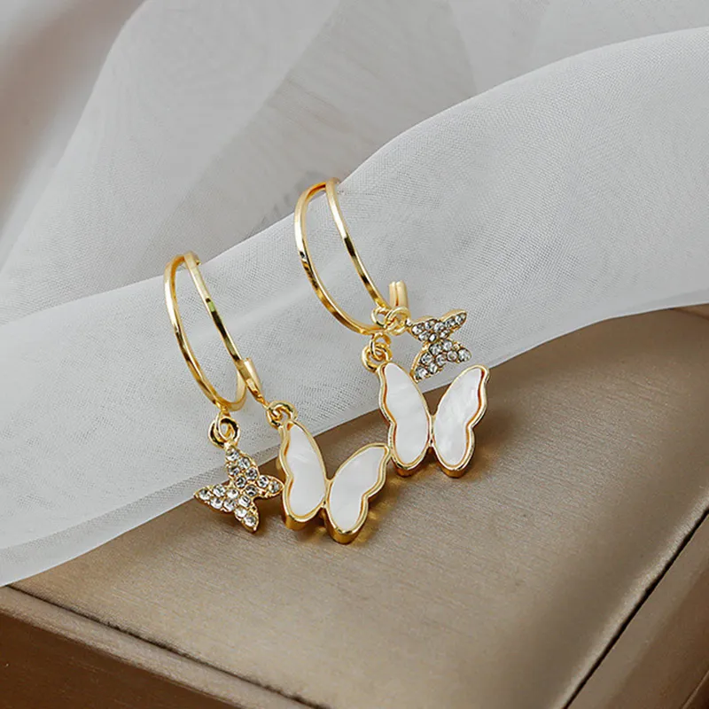 Boucles d'oreilles papillon en strass pour femmes, exquises coréennes, mode AAA Zircon, bijoux de fête de mariage, cadeau