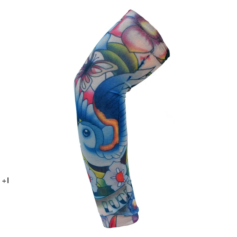 1pc Single Pack Men Sunscreen Tattoo Printed Protective Sleeve Outdoor Cycling Personality Design Adults Seamless Stretch Arm Cover ZZE13852