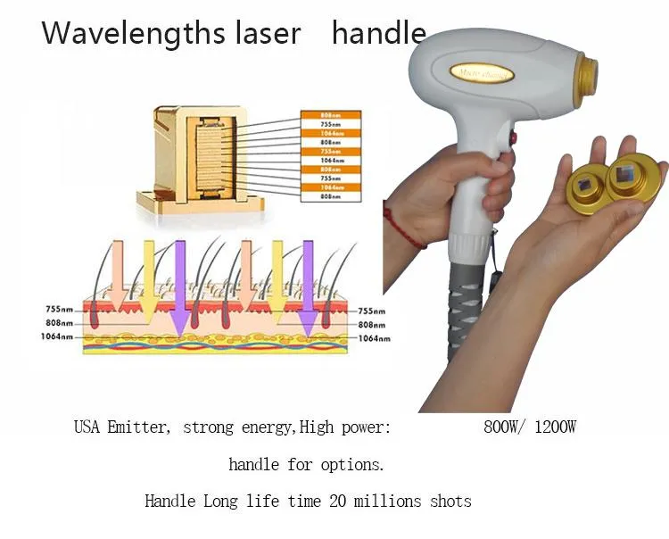 808nm diode laser hair remover epliator skin rejuvenation skincare tools diode laser hair removal machine with 755 808 1064nm