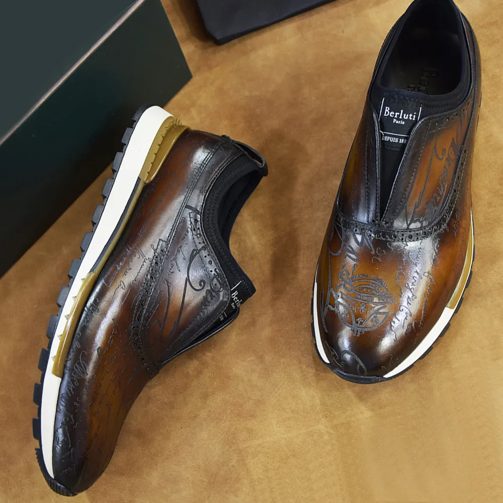 DHgate.com:Berluti Leather Sneakers: Handcrafted High