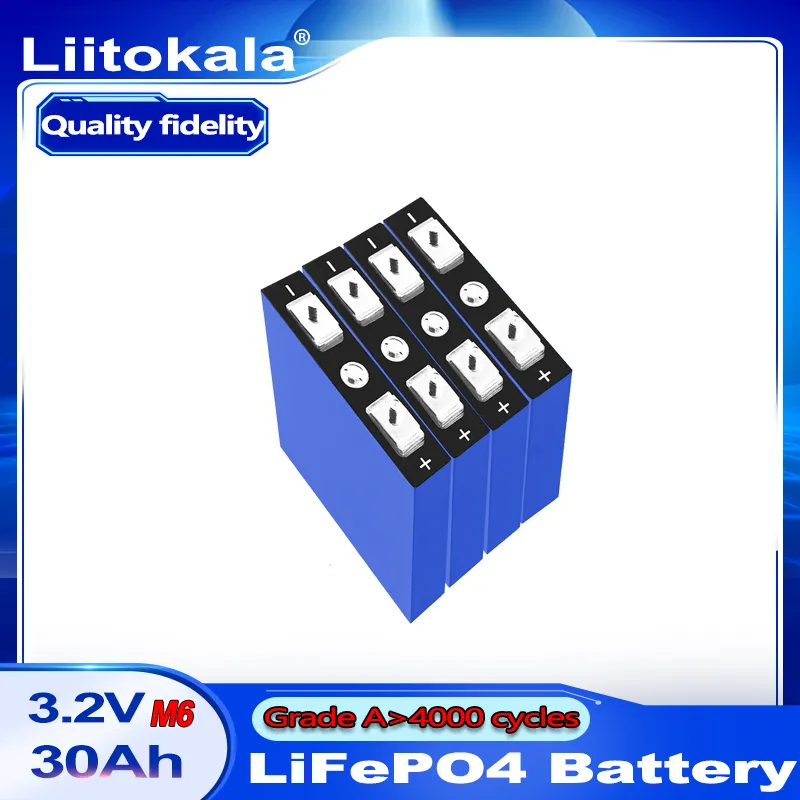 8 pcs LIITOKALA 3.2V 30AH LIFPO4 Bateria Bateria Fosfato de Fosfato Prismático Células Solar DIY 12.8V 24V UPS E-Bike AGV Cadeira