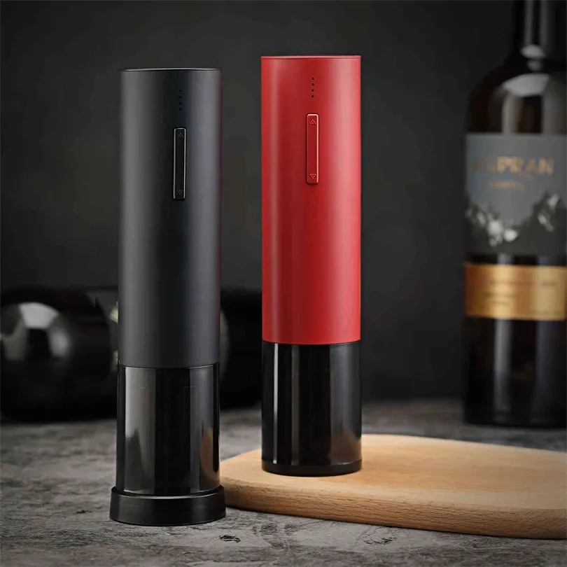 Elektrisk vinöppnare laddningsbar automatisk korkskruv Kreativ vinflasköppnare med USB -laddningskabel för hemanvändning 210326