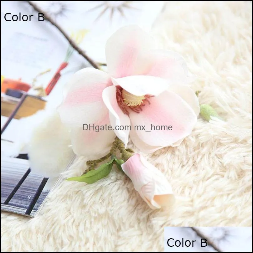 Decorative Flowers & Wreaths 1 Pce Silk Magnolia Branch Artificial High Quality Fake Flower For Diy Wedding Decorate Home Decoration Party