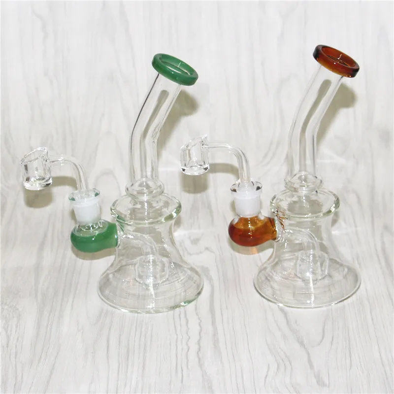 7.4 Inch Glass Bong Dab Rigs Water Pipes Hookahs Female with 4mm 14mm Quartz Banger Pink Green Blue Bongs