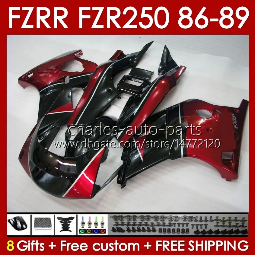 Carrosserie Pour YAMAHA FZR250R FZRR FZR 250R 250RR vin rouge FZR 250 86-89 Corps FZR-250 142No.10 FZR-250R FZR250 R RR 86 87 88 89 FZR250RR 1986 1987 1988 1989 Kit de carénage