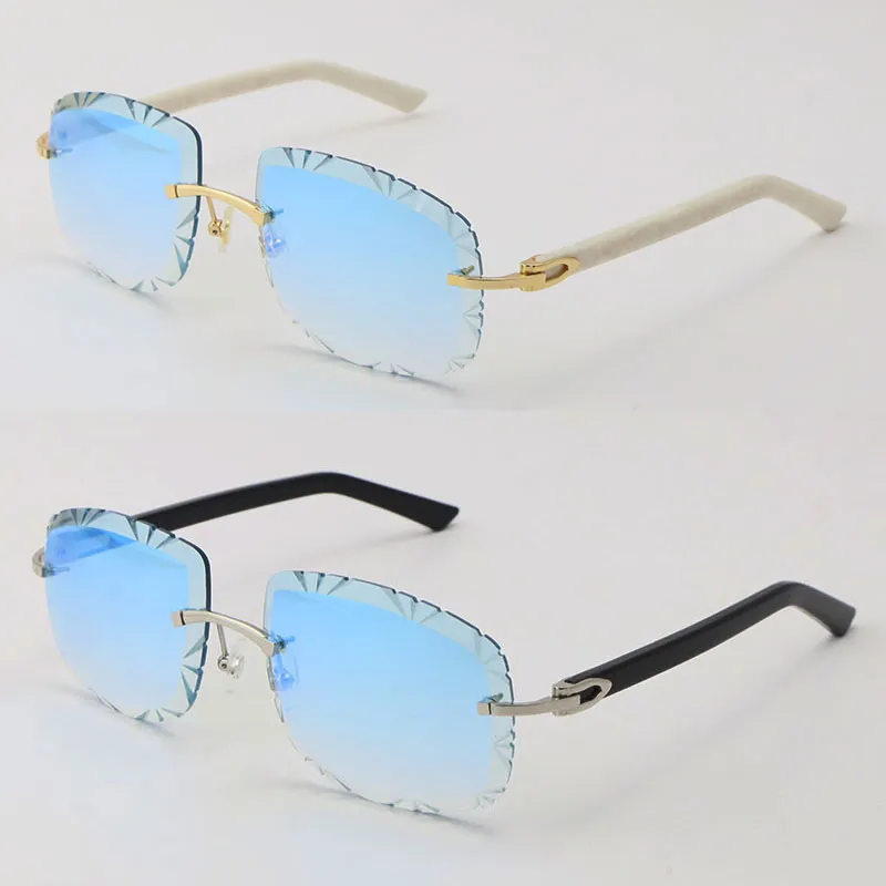 316 Rimless White T8200762 Plank Sunglasses Women Black Wholesale Hot Unisex Sun Glasses Driving Metal Frame Eyeglasses Gold Brown Fashi