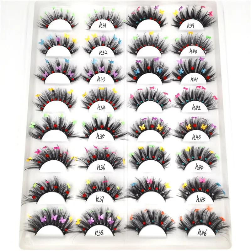 Cils colorés Faux 3D Cils de vison Papillon Faux cils Bande complète Extension de cils sans cruauté