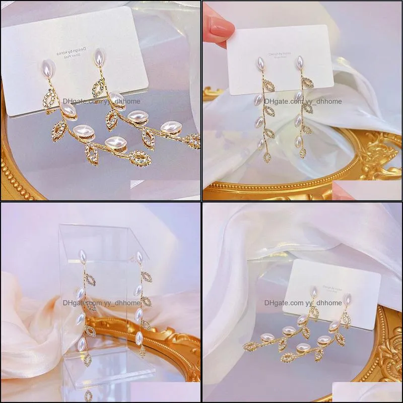 clip-on & screw back delicate 14k real gold plated leaves top quality pearl luxury earrings for women wedding exquisite charm elegant