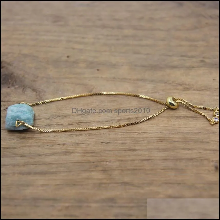 carved irregular crystal charms gold chain bracelet natural quartz stone raw stones bracelets for women me sports2010