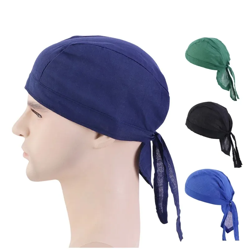 Novo Unissex Feminino Masculino Bandana Chapéu Algodão Durag Boné Ajustável  Cancer Chemo Turbante Perucas Doo Durag Headwrap Pirata Head Scarf De $8,45