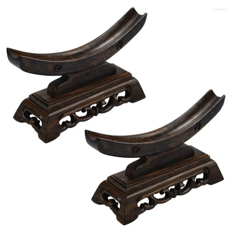 Sacchetti per gioielli Borse 2X Supporto per spada Espositore in legno massello Supporto per katana Forma a mezzaluna per spade generali Wynn22
