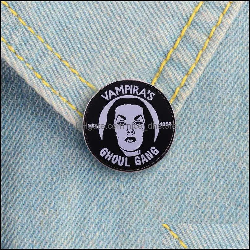 vampira`s ghoul gang enamel pin brooch punk horror gothic badge halloween spooky jewelry decor
