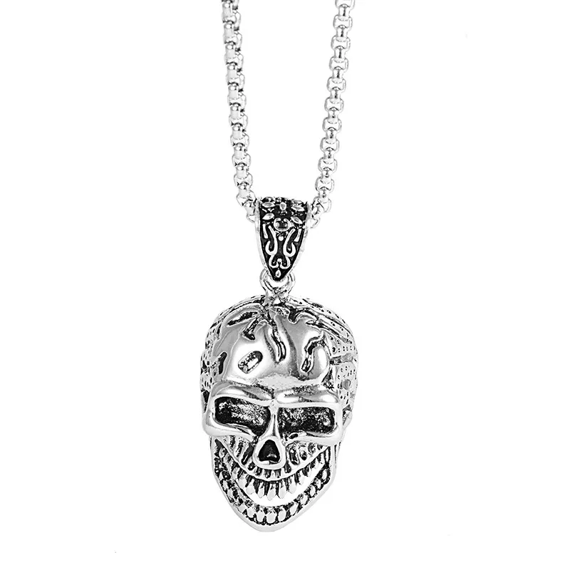 Fashion Vintage Leaf Skull Alloy Titanium Steel Pendant Hip Hop Stainless Steel Necklaces For Men Goth Jewelry Accessories Gift