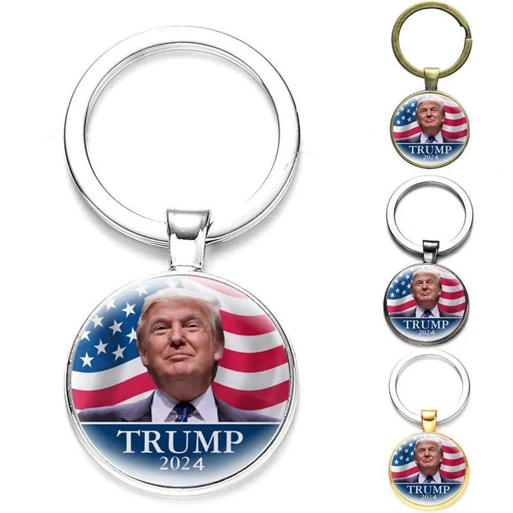 2024 Trump Keychains Keyring Save America Again Again Time Gem Keychain Pendant Key Chain C0812