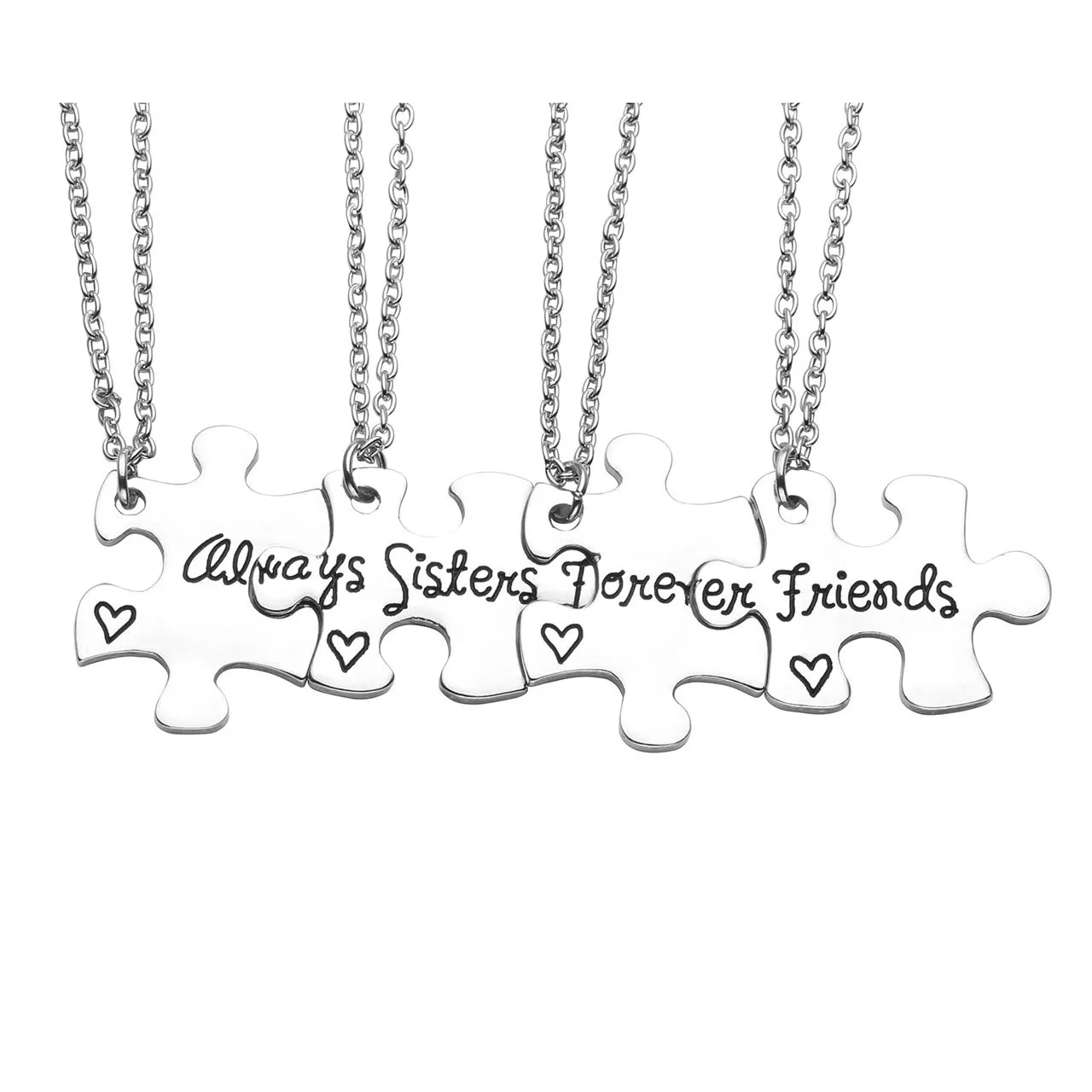 Pendant Necklaces Jovivi 2- Always Sisters Forever Friends Bff Necklace Jigsaw Puzzle Piece Friendship For Friend Family Jewelry amDgi