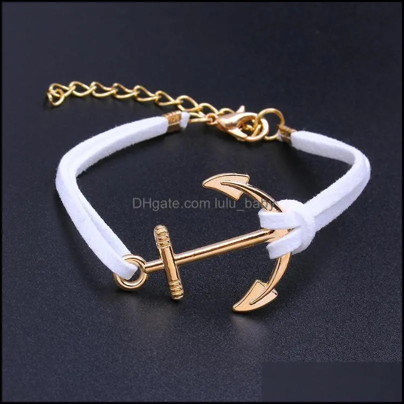 anchor bracelets for women men masculina rope 8 leather bracelets