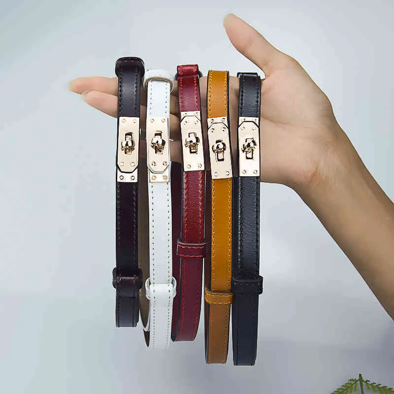 Belts New women's decorative leather buckle thin belt Korean fashion with dress