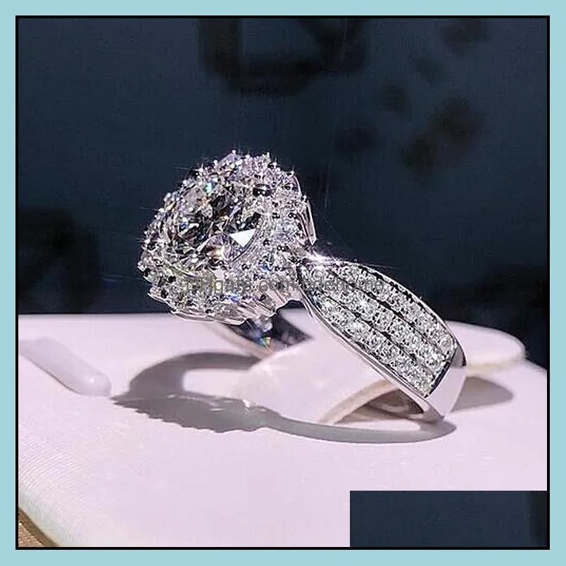 Luxury Exquisite Gypsophila Micro-inlaid Zircon Ladies Ring Fashion Wedding Rings Accessories Female Jewelry