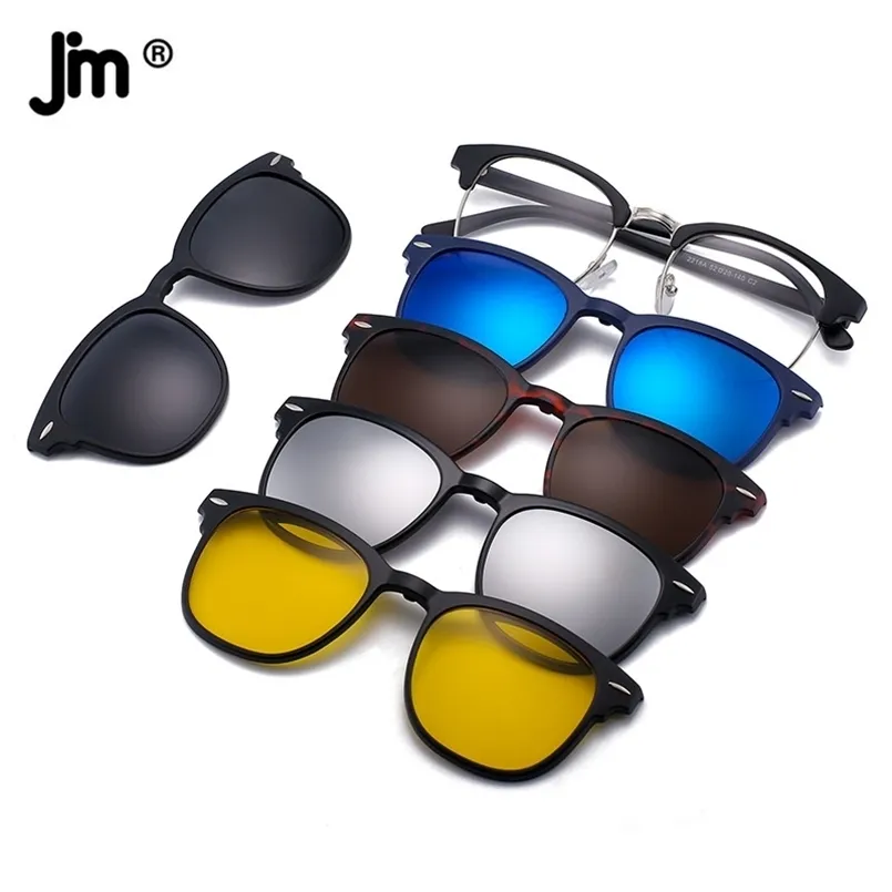 5PCS Magnetic Polarized Clip On Sunglasses Women Men Plastic Frame for Night Driving Sunglasses UV400 220531