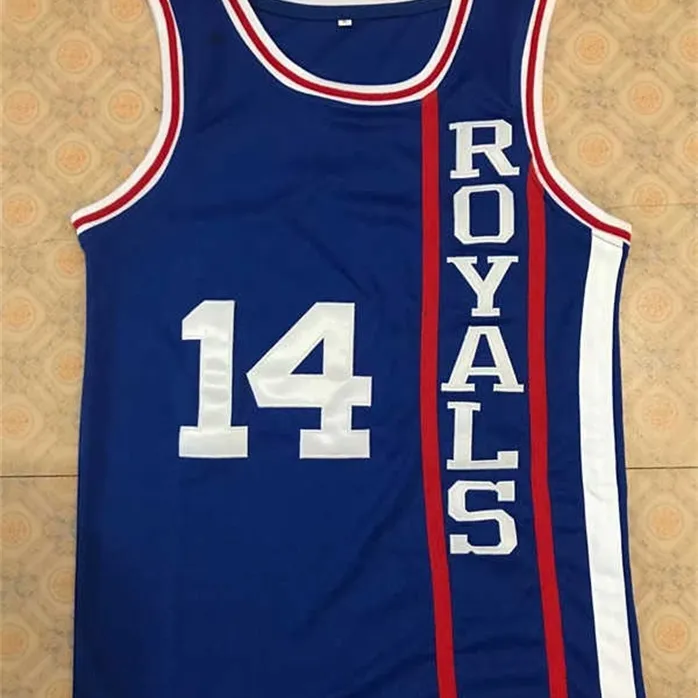 SJZL98 # 14 Oscar Robertson Cincintti Royals Vintage Dokularny Koszulki do koszykówki, Dostosowany haft męski Retro i zszywana koszulka